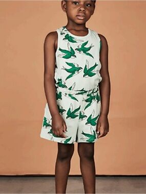 Mini Rodini | Mint Green Swallow Print | Romper | 92/98cm